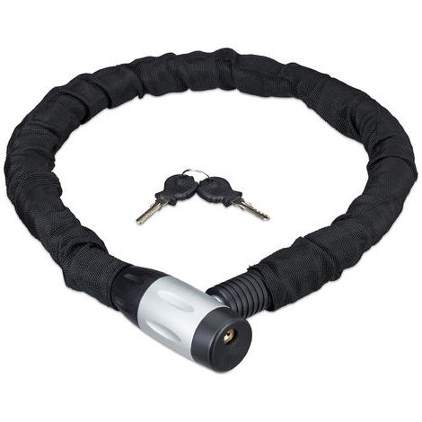 Relaxdays lucchetto a catena per bicicletta o moto, 2 chiavi, antifurto, resistente, 100 cm di lunghezza, nero (1/5)