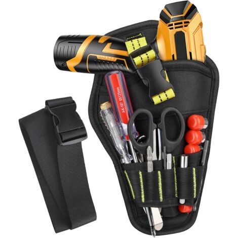 Ceinture Porte Outil, Outil holster ceinture avec Ceinture Ajustable et Boucles Ouvertes pour Ranger les Outils et Perceuse