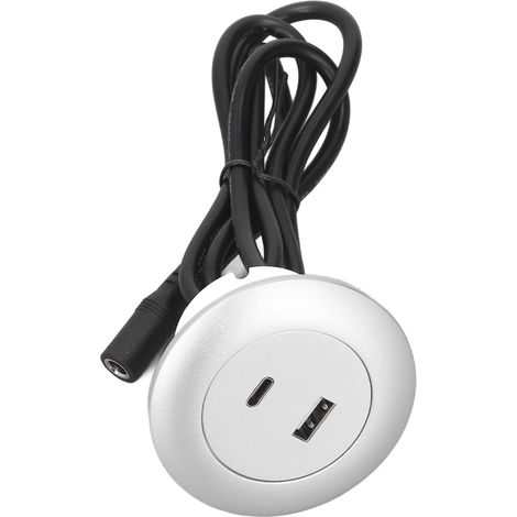 Port de charge rond encastrable QC3.0 charge rapide station de charge bureau pour maison 12-30V 30W argent (1/5)