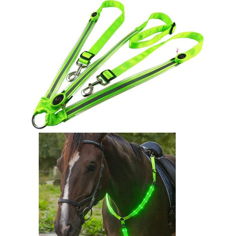 Collier de poitrail LED haute visibilité pour l'équitation, équipement de sécurité ajustable