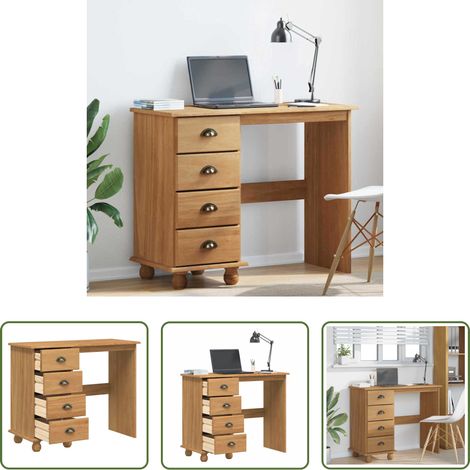 Bureau contemporain -  Bureau d'écriture avec tiroir ASKIM Marron 95 x 40 x 75 cm (1/5)