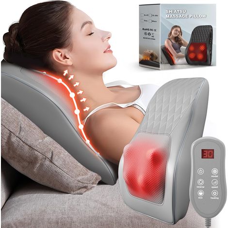 Masseur Cervical avec Coussin Chauffant, Massage Dos et Cou, Soulage Douleurs Musculaires Cou, Épaules, Dos, Jambes et Pieds, Idéal Cadeaux pour Homme/Meres/Pere/Grand Mere