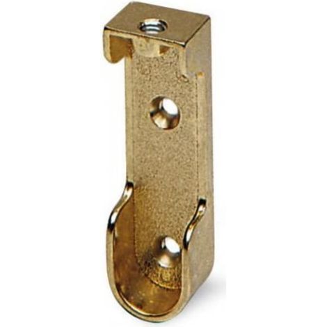 2 PEZZI - SUPPORTO PER ASTE OVALI DI ARMADIO 30x15MM - IN LEGA LEGGERA OTTONATA - AVVITABILI ANCHE A SOFFITTO DI ARMADIO