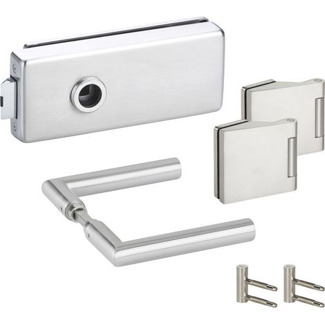 HERMAT Ganzglastürschloss-Set GENOVA 6081/6325/1802/HZ, Edelstahl