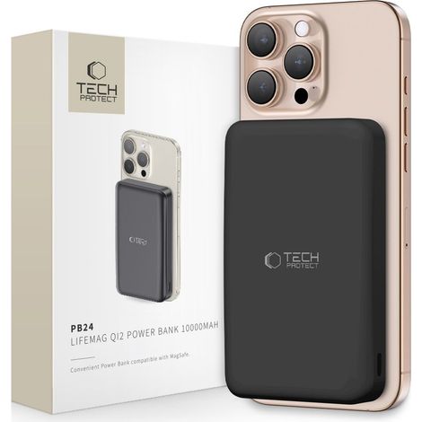Power bank wireless da 10000 mAh con porte USB-A e USB-C da 15 W - Nero (1/5)