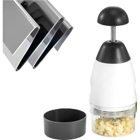 Hachoir manuel pour aliments - Hachoir à légumes de cuisine - ,Hachoir à aliments manuel à poussée manuelle (blanc) (1/5)
