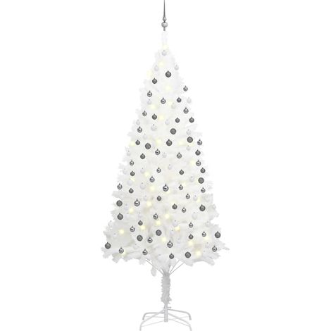 Künstlicher Weihnachtsbaum mit Beleuchtung & Kugeln Weiß 240 cm