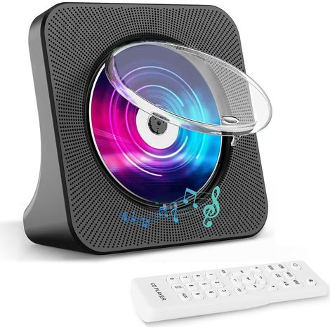 Lecteur CD Bluetooth bureau, double haut-parleurs, minuterie, AUX/USB, FM, casque, Bluetooth, écran LCD.
