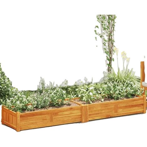 Jardin surélevé, bois d'acacia, 200 x 50 x 25 cm, durable et résistant aux intempéries, adapté à une utilisation en extérieur, facile à assembler (1/5)