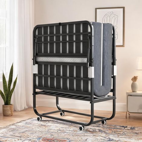 Matelas coloris noir en métal 190 x 96 x 43 cm (1/5)