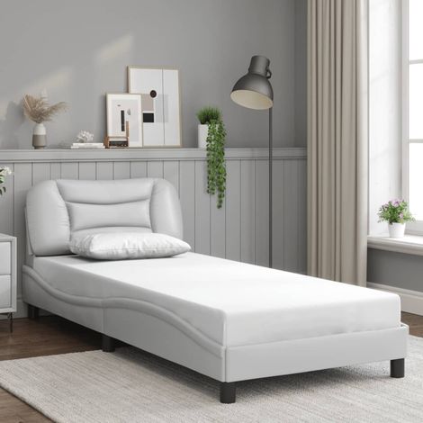 Estructura de cama sin colchón Hvar cuero sintético blanco 80x200 cm vidaXL (1/5)