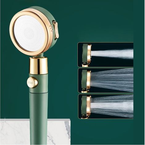 Pommeau de douche économique, débit d'eau réduit (4,6 L/min), douchette, pression accrue grâce au filtre et au système anti-éclaboussures, 3 + 1 jets différents (1/5)