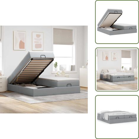 Letto matrimoniale - vidaXL Struttura Letto Pouf con Materassi 160x200 cm in Tessuto - Letto con materasso