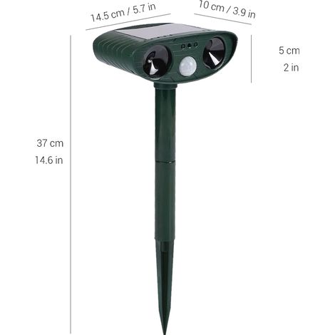 Wetterfester, solarbetriebener Ultraschall-Tiervertreiber für den Außenbereich mit blinkendem LED-Licht (1/5)