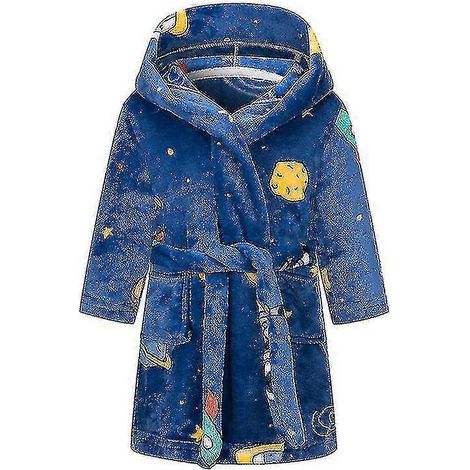 Peignoir à capuche pour enfants (garçons et filles), motif animaux et dinosaures, pyjama doux pour tout-petits, 100 cm (1/4)