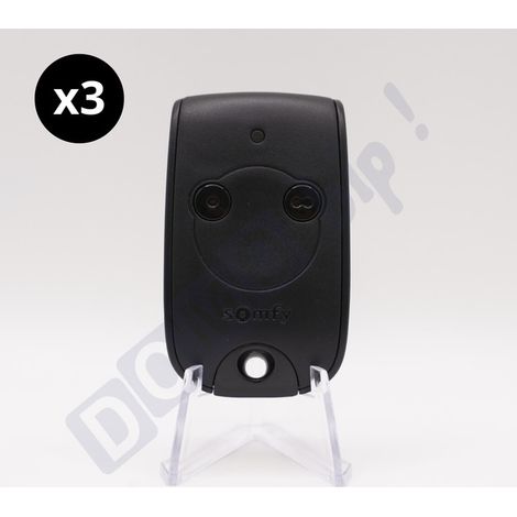 Somfy – Lot de 3 télécommandes 2 canaux RTS – Fréquence 433,42 MHz – Pour portails et volets – Portée jusqu'à 200m – Alimentation pile CR2430 (1/4)