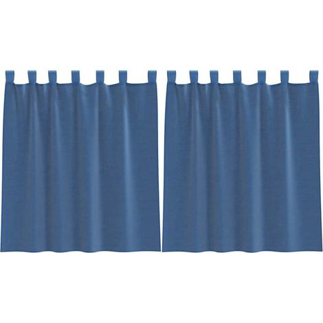Voilages à œillets, deux pièces, bleu roi, 140 x 140 cm (1/5)