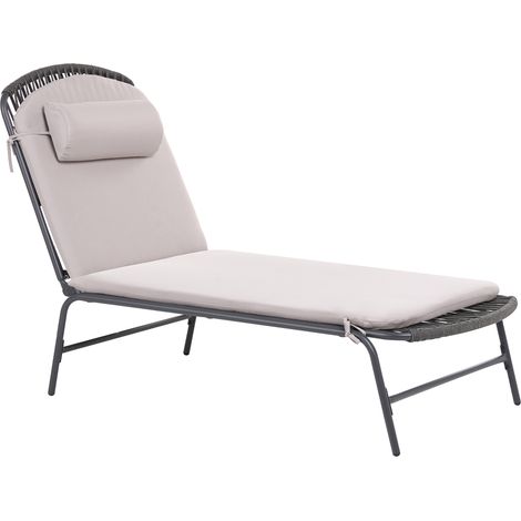 Tumbona de acero galvanizado de jardín con respaldo ajustable en 5 posiciones gris oscuro Sezze (1/5)