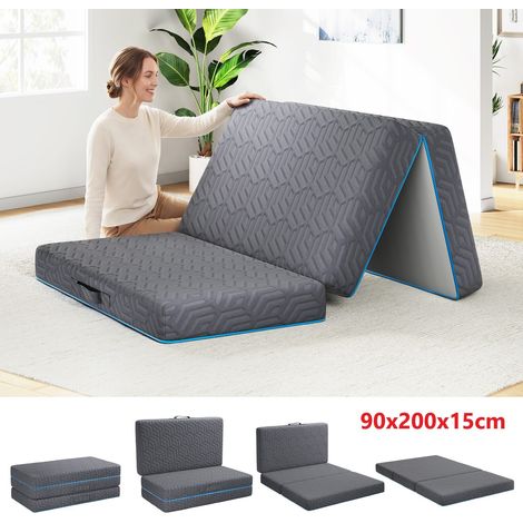 Matelas Pliant épais et confortable 90x200x15cm Mémoire de mousse Lit pliant Canapé pliant multifonctions Gris