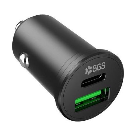 Cargador de coche SGS SCAQUICKD45W USB-C 45W + USB 30W Negro