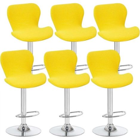 Set of 6 yellow curved swivel stool covers, 40 x 30 x 30 cm, low back bar stool covers, suitable for counters/kitchens (1/5)