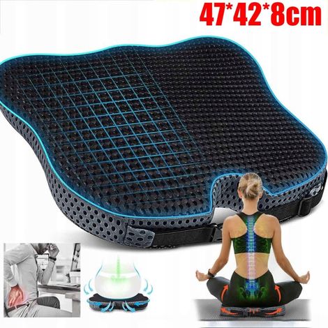 Coussin de siège ergonomique en mousse à mémoire de forme et maille 3D respirante — antidérapant, avec sangle, pour voiture, bur