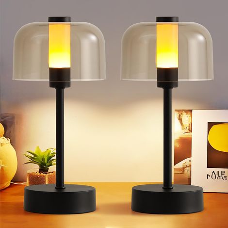 Lot de 2 lampes veilleuses LED portables – éclairage tactile dimmable 1200mAh, lampe sans fil pour chambre, café et décoration intérieure