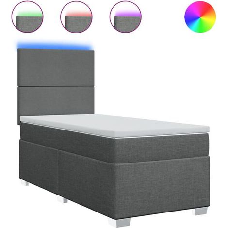Cadre de lit en tissu, matelas inclus, gris foncé, 80 x 200 cm (1/5)