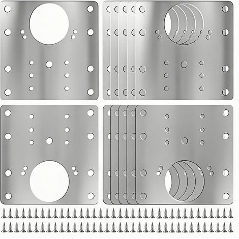 Kit de reparación de bisagras para puertas de gabinetes de 10 piezas, con tornillos, adecuado para puertas de gabinetes y muebles, 80x80 mm. (1/5)