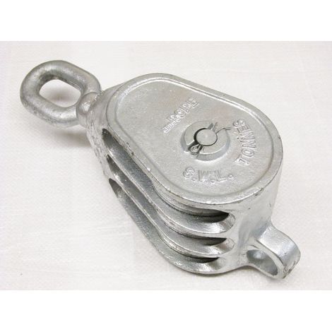 3 Ton 6" GMI Treble Block With Swivel Eye Galvanised - 24MM Fibre Rope Safety Lifting (1/2)
