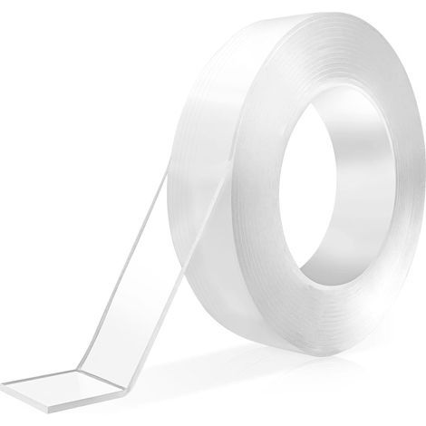 Ruban adhésif double face nano 0,5 mm d'épaisseur 20 mm de large 1 m de long 1 pièce avec colle magique adhésive transparente pour coller des objets (1/5)