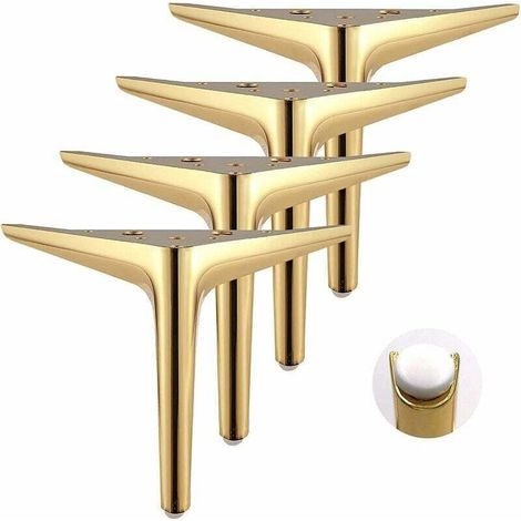 Galvanized furniture legs with brushed gold finish – Set of 4 – Height 18 cm – Load capacity 1600 lbs – For sofas and cabinets (1/5)
