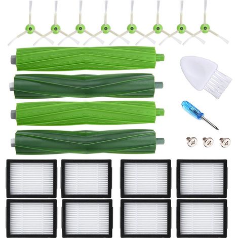 Kit Accessoires Rechange pour iRobot Roomba e/i/J Series 8 Filtres HEPA 8 Brosses Latérales 4 Brosses à Rouleau (1/5)