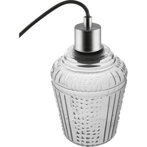 LEDVANCE Vintage Edition 1906, plafonnier avec culot E27, verre gris fumé, sans ampoule, pot suspendu sculpté (1/5)
