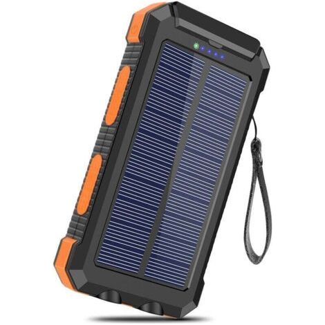 Chargeur Solaire 20000mAh avec 2 USB Portable Batterie Externe sans Fil Powerbank Charge Rapide pour Smartphones, Tablette, Outdoor Camping (Orange) (1/4)