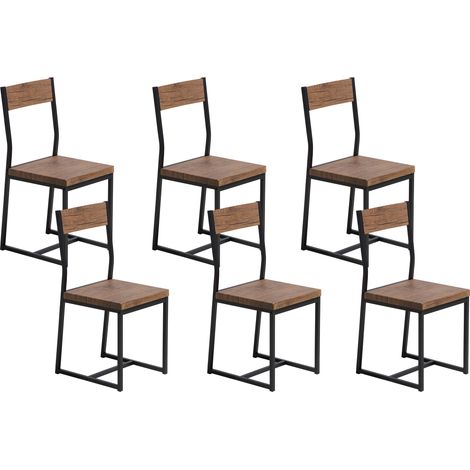 Conjunto de 6 sillas de comedor de madera oscura con patas de metal estilo industrial Laredo (1/5)