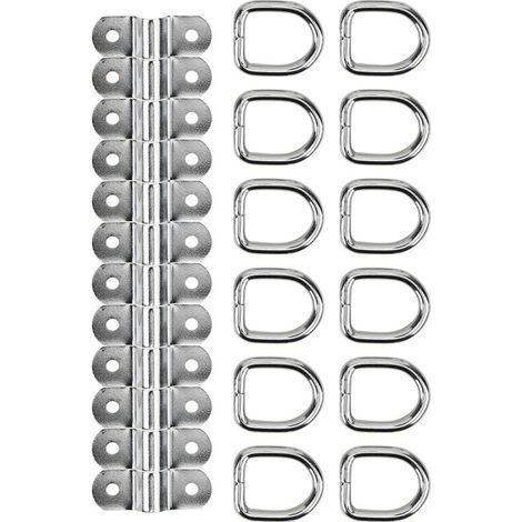 Zurrhaken für Autoanhänger – Verstärkter D-Ring aus verzinktem Stahl – 4 Stück, max. Traglast 1500 kg (1/5)