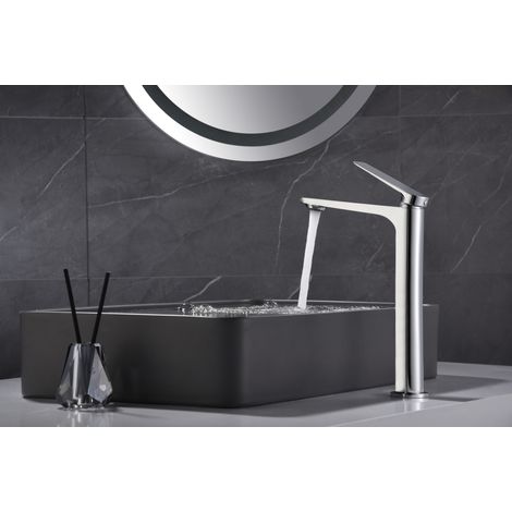 IMEX Mitigeur lavabo haut en laiton chrome avec cartouche ceramique Ø26 mm et set 2 flexibles 3-8 pour installation Imex-BDN047-3 (1/3)