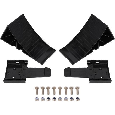 Cales de roue noires avec support de montage, 2 pièces, blocs de pneus antidérapants HDPE pour camping-car, remorques de bateau et camions (1/5)