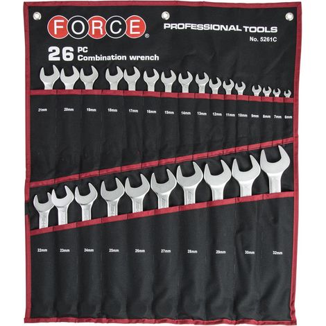TROUSSE DE 26 CLES MIXTES CHROME VANADIUM 6 à 32 mm CHROMEES SATINEES