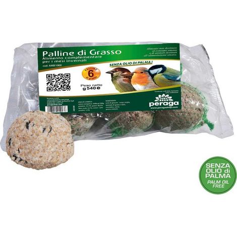 36 PALLE DI GRASSO MANGIME 90GR NO OLIO DI PALMA Cibo per Uccelli Selvatici