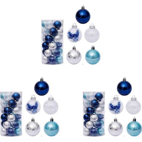 90 boules de Noël bleues en plastique de 6 cm pour sapin, décorations pour sapin de Noël (1/5)