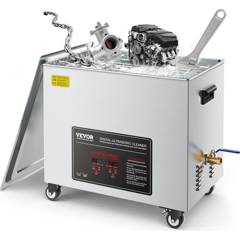 VEVOR Nettoyeur a Ultrasons 50 L, Appareil de Nettoyage par Ultrasons 840 W 40 kHz, avec Panier de Nettoyage et Affichage Numerique, en Inox, avec Roues, pour Pieces Industrielles et Carburateurs
