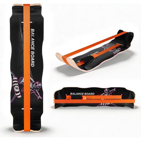 Planche d'Équilibre Incurvée, Planche à Balancer en Bois 107 cm, pour Fitness Tronc Entraînement Équilibrage Proprioception Kinésithérapie Yoga Gym Domicile Bureau Debout, Légère et Portable (1/5)