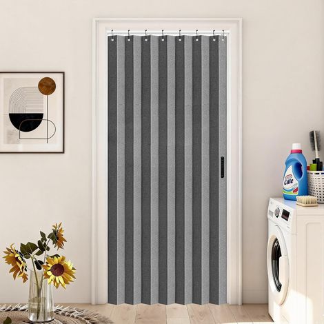 Rideau de placard pour placard ouvert, rideaux accordéon pliables pour placards sans porte, 1 rideau avec embrasse, 100200cm, (tringle non incluse). (1/5)
