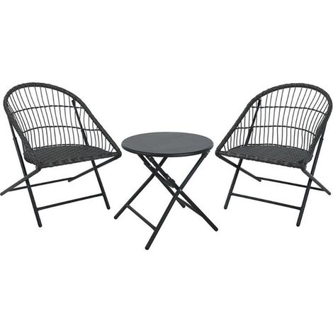 AMBIANCE mesita 45 cm &43 2 sillones plegables conjunto , Conjunto mesita 45 cm &43 2 sillones plegablesIdeal para balcón o terrazaTotalmente plegable-Sillas para hasta 100 kg<