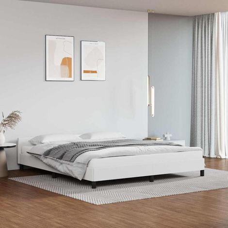 Estructura de cama con cabecero sin colchón blanco 180x200 cm (1/5)