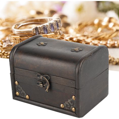 Coffret à bijoux en bois artisanal vintage, boîte de rangement décorative pour bureau, support de présentation (1/5)