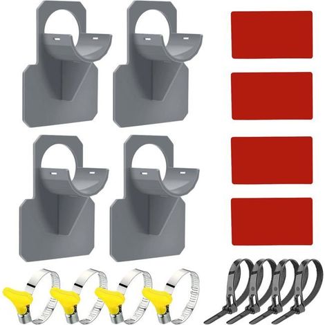 Support tuyau piscine - 4, plastique pour piscine hors sol, diamètre max 3,7 cm - gris, avec étiquette (1/5)