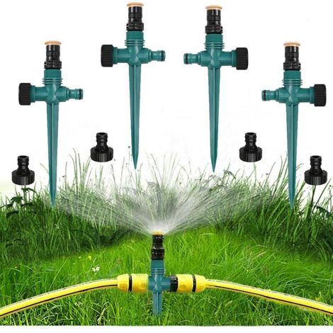Arroseur de Jardin,4 Pièces Arroseur Automatique 360° Rotatif,Arroseur de Pelouse,Pulvérisateur D'Irrigation Réglable pour Jardin Pelouse Plantes Légumes Fleurs Cour Pastorale (Green) (1/5)